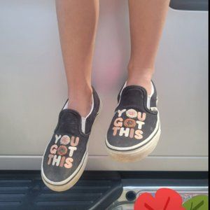 brand: Vans Color: mainly black and pink size: 1.5 in kids